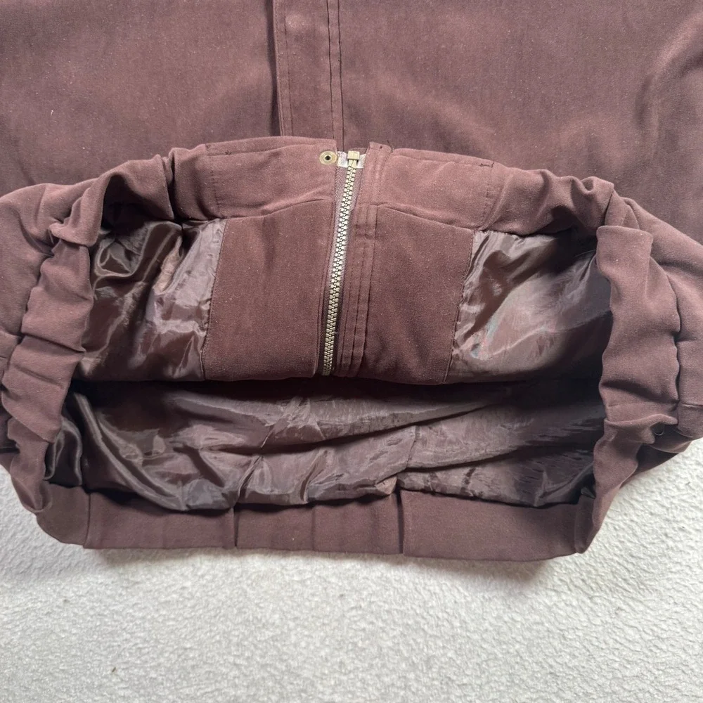 TravelSmith Bomber Jacket Mens XXL Brown Good Faux Suede Zip Up USA Made